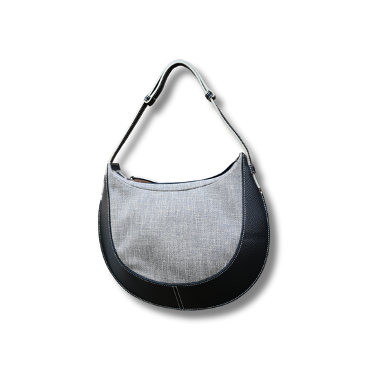 Loewe leather and canvas shoulder bag in black an grey