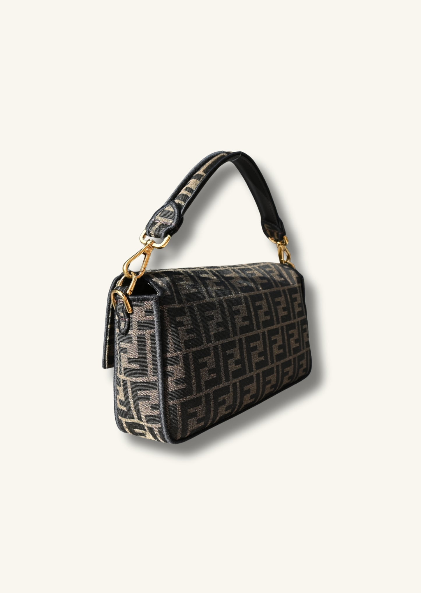 Fendi Tobacco brown FF jacquard fabric bag