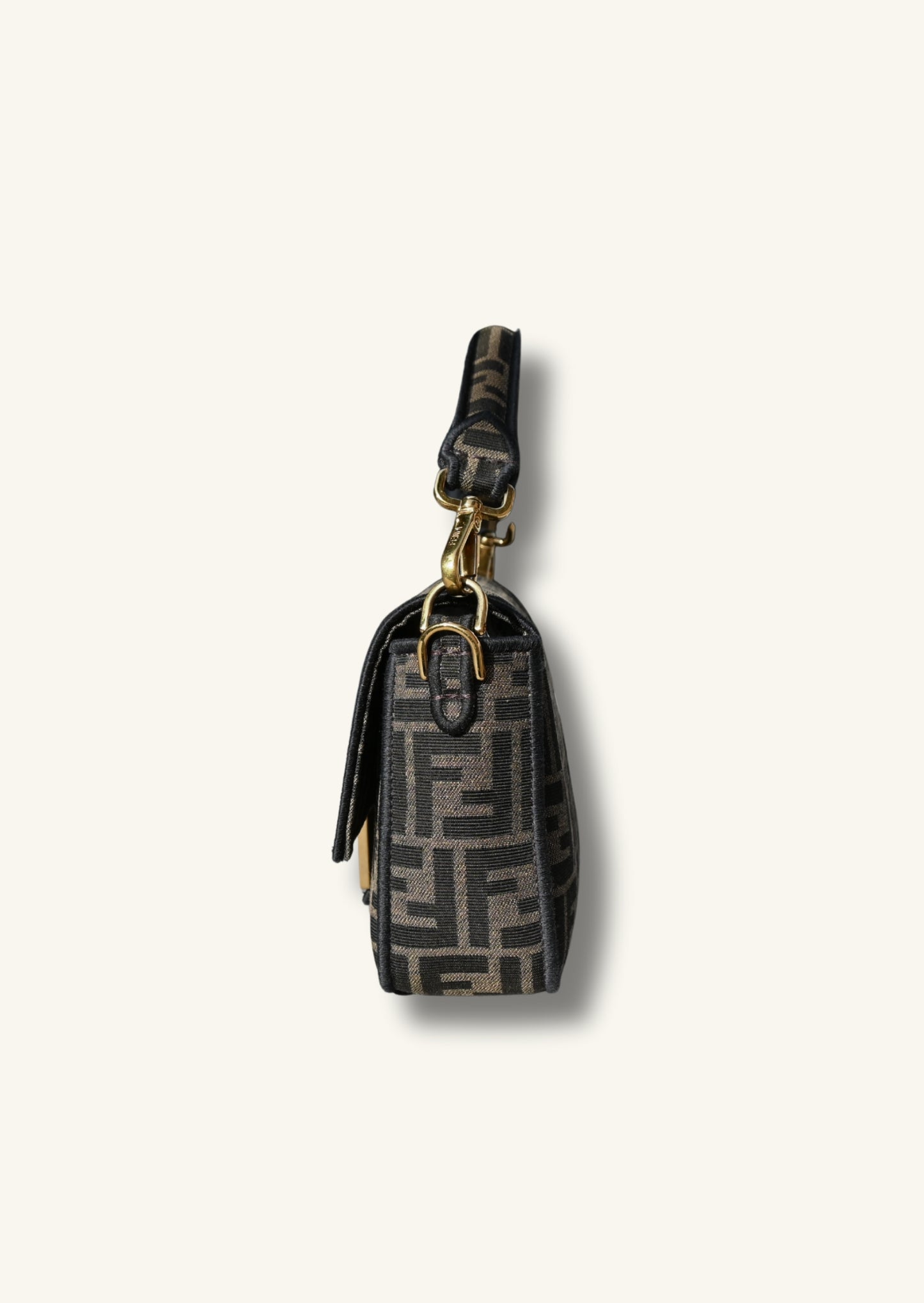Fendi Tobacco brown FF jacquard fabric bag