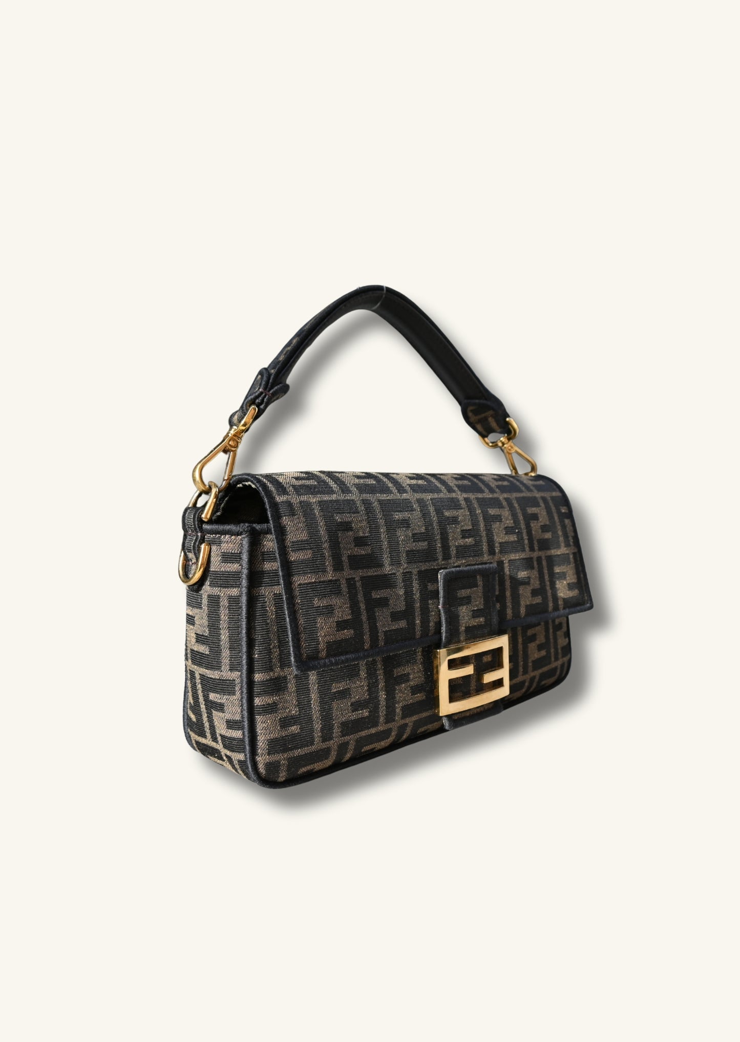 Fendi Tobacco brown FF jacquard fabric bag