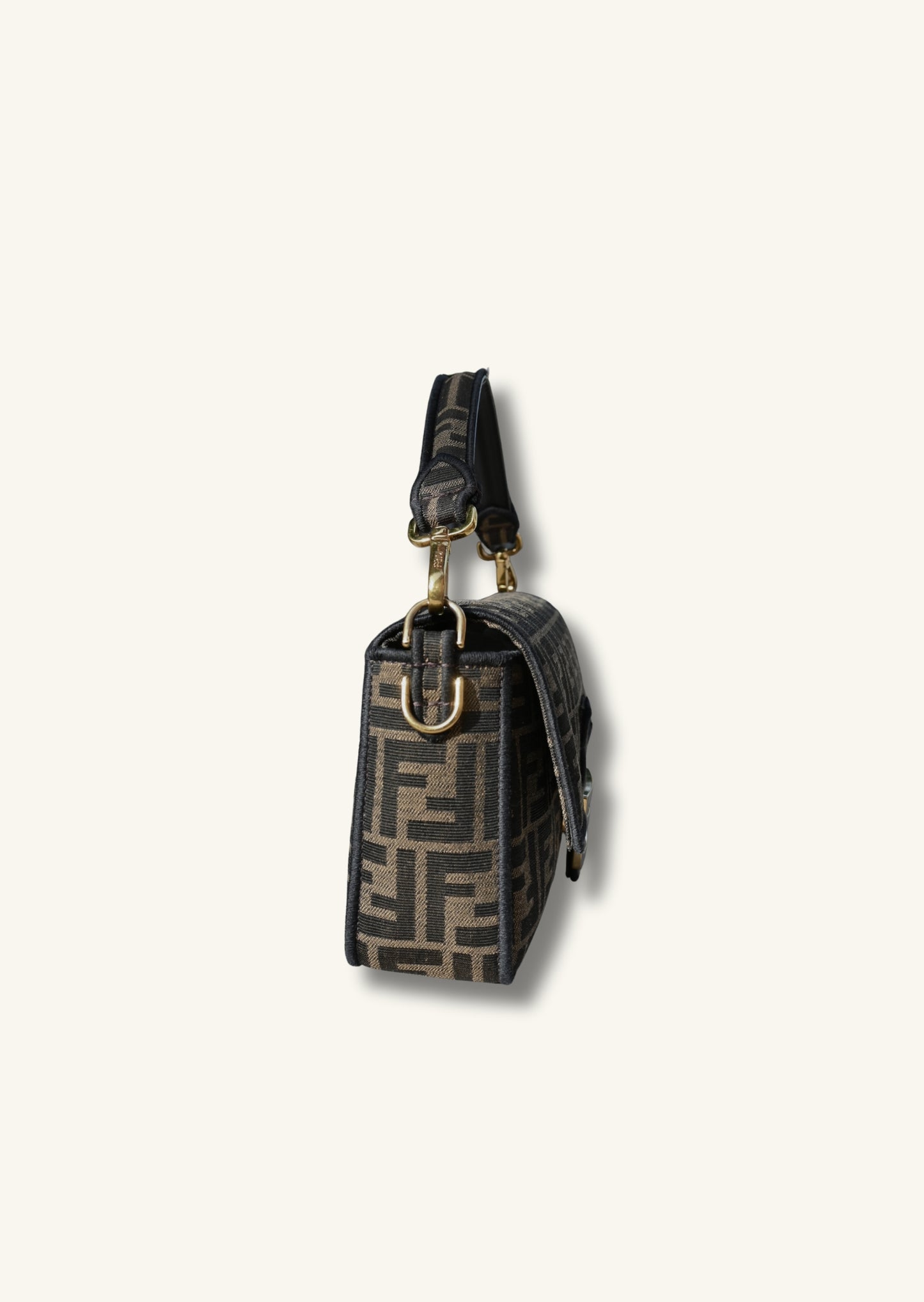 Fendi Tobacco brown FF jacquard fabric bag