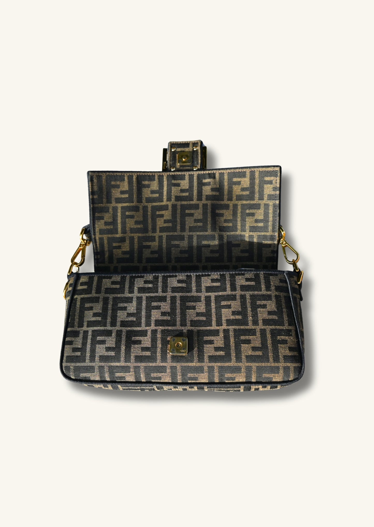 Fendi Tobacco brown FF jacquard fabric bag