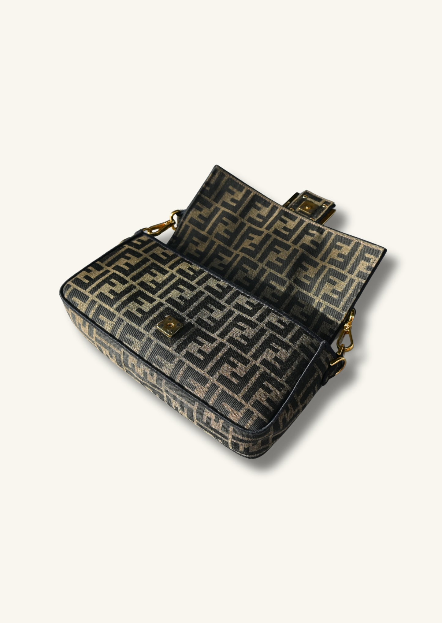 Fendi Tobacco brown FF jacquard fabric bag