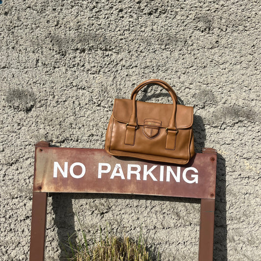 Prada Cannella City Bag Brown Calf Skin Leather Satchel Bag Designer Authentic