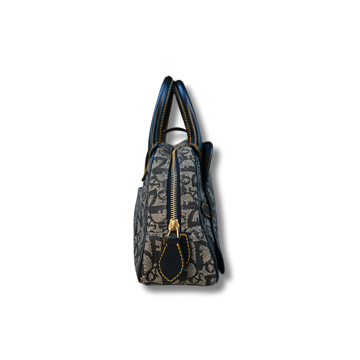 Dior Double Saddle Trotter Bag Navy with gold hardware vintage