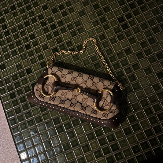 Horsebit Studded Shoulder Bag