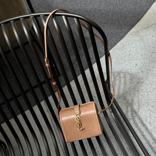 Saint Laurent Brown Crossbody Hand Bag Bronze Hardware