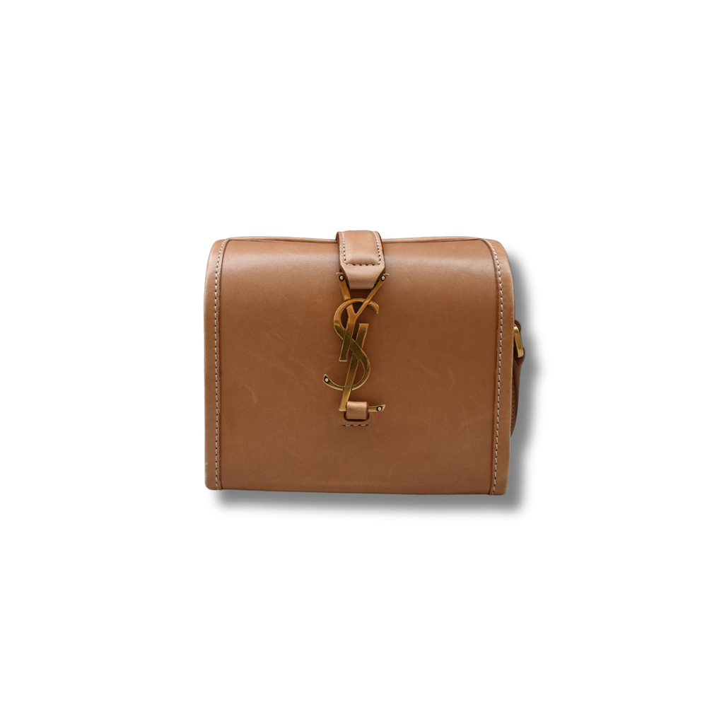 Saint Laurent Brown Crossbody Hand Bag Bronze Hardware 