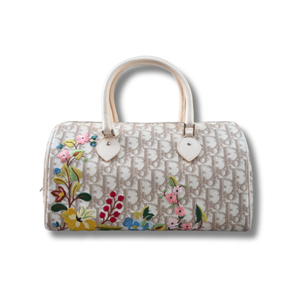 Vintage Dior Diorissimo Flower Embroidered Boston Bag