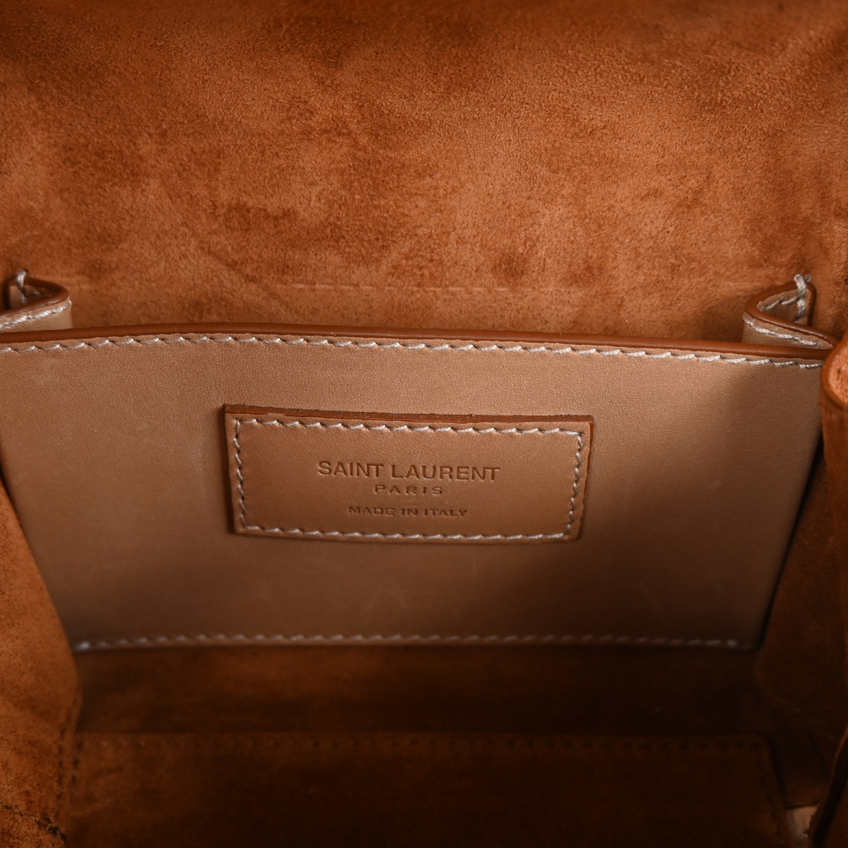 Saint Laurent Brown Crossbody Hand Bag Bronze Hardware 