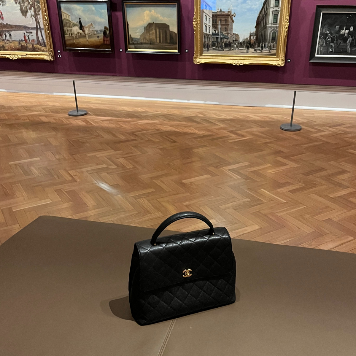 Chanel Kelly Top Handle Bag with Caviar leather and 24 carat gold hardware pre-loved pre-owned