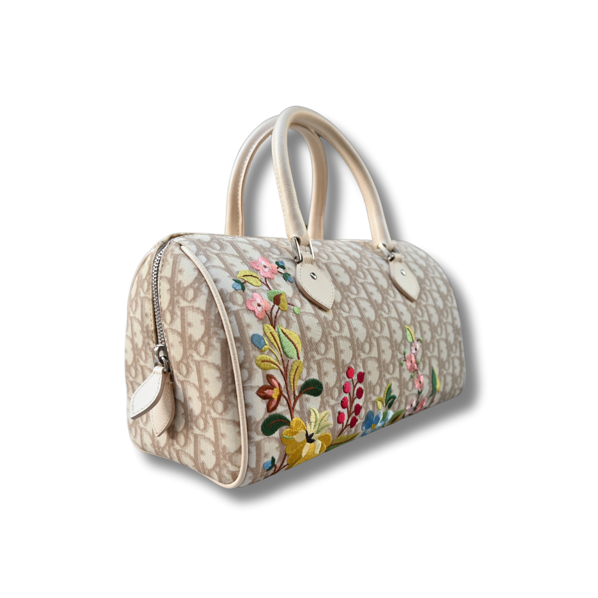 Vintage Dior Diorissimo Flower Embroidered Boston Bag