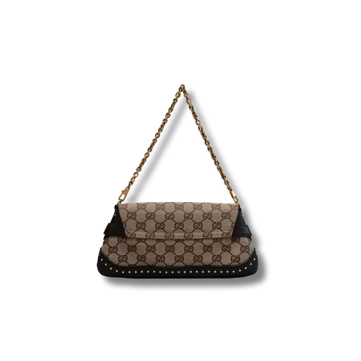 Gucci Horsebit GG Canvas monogram studded chain shoulder bag