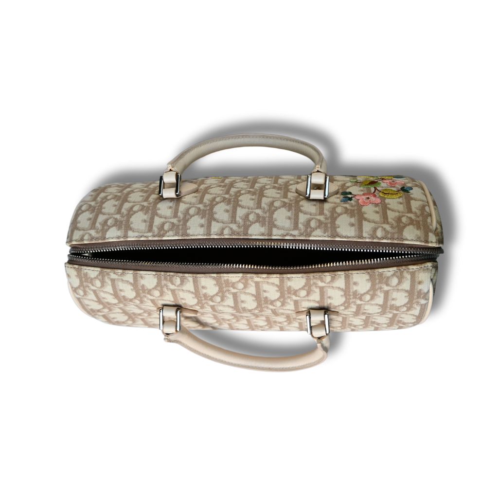 Vintage Dior Diorissimo Flower Embroidered Boston Bag