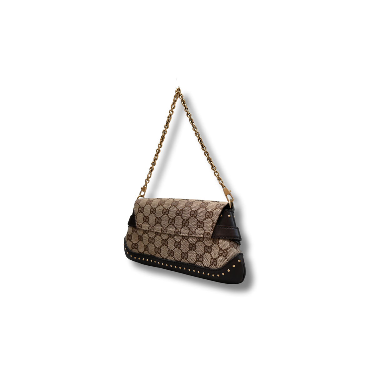 Gucci Horsebit GG Canvas monogram studded chain shoulder bag