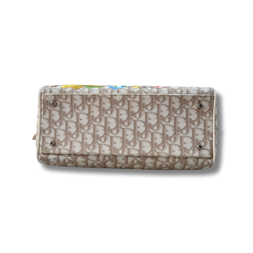 Vintage Dior Diorissimo Flower Embroidered Boston Bag