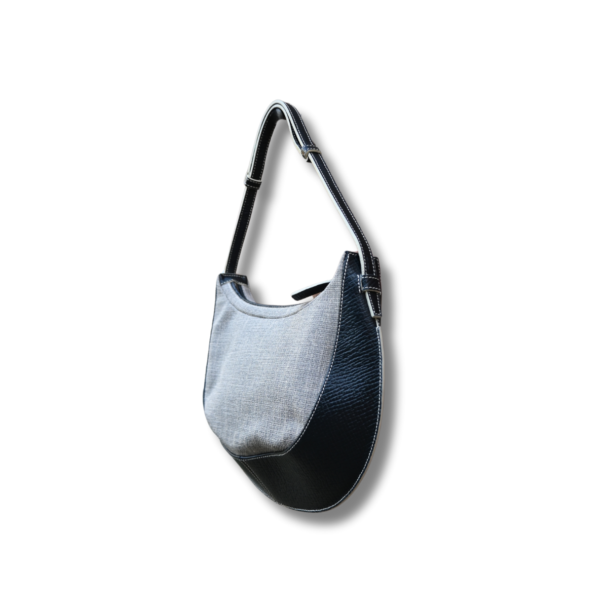 Loewe leather and canvas shoulder bag in black an grey