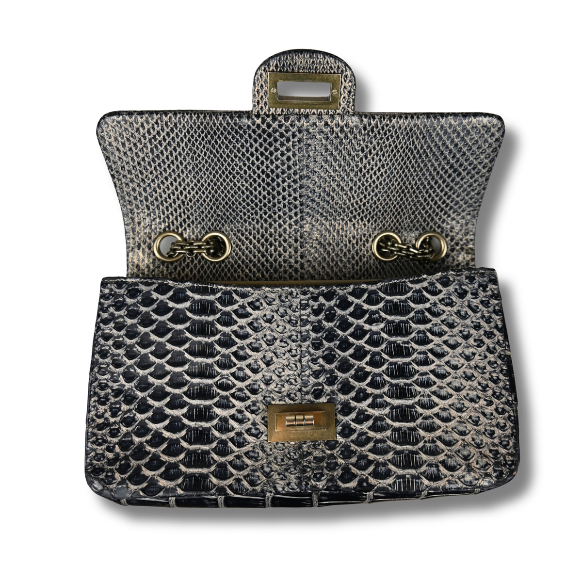 Chanel 2.55 Crocodile Crossbody bag front open bag
