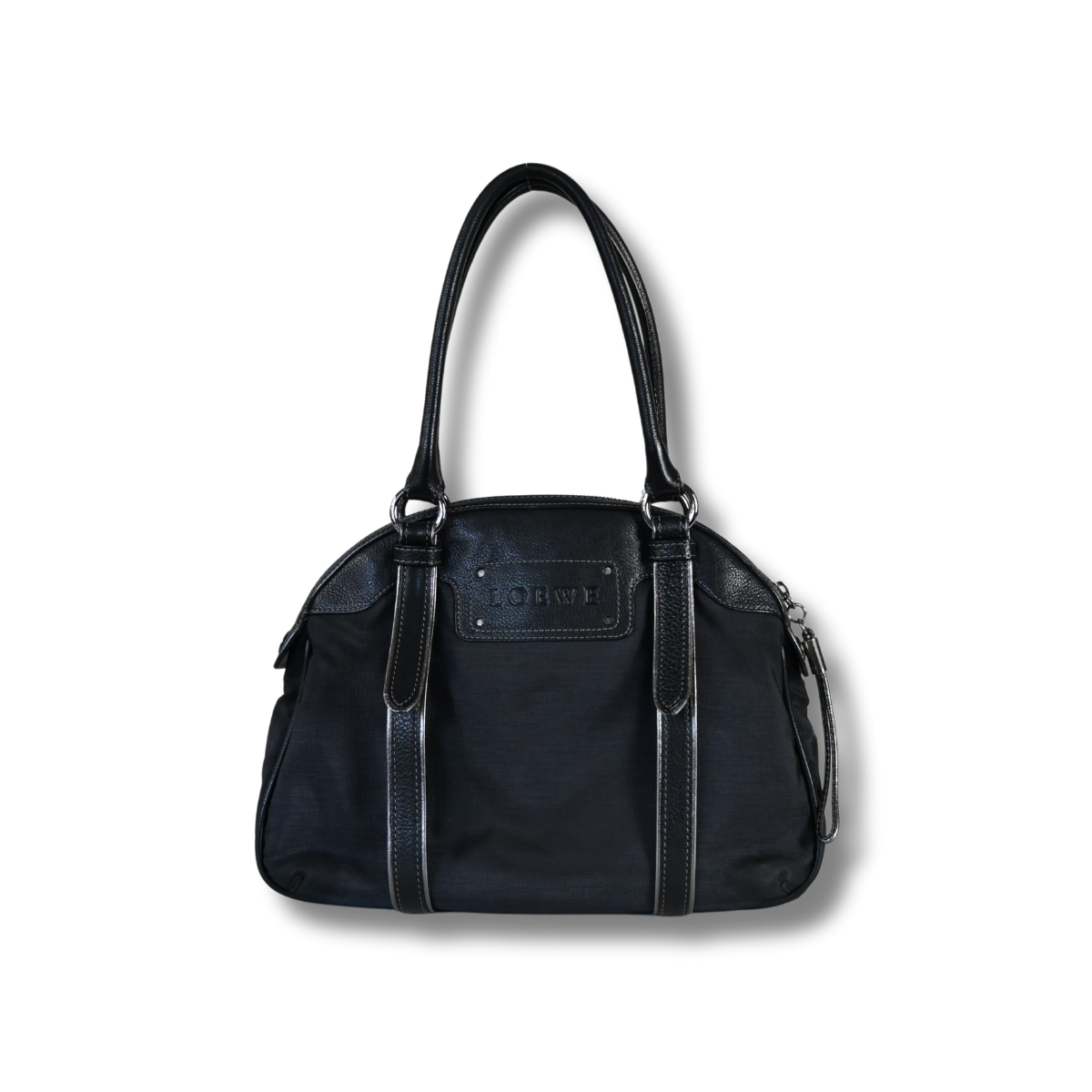 Loewe Anagram Shoulder Bag in Black Canvas and leather