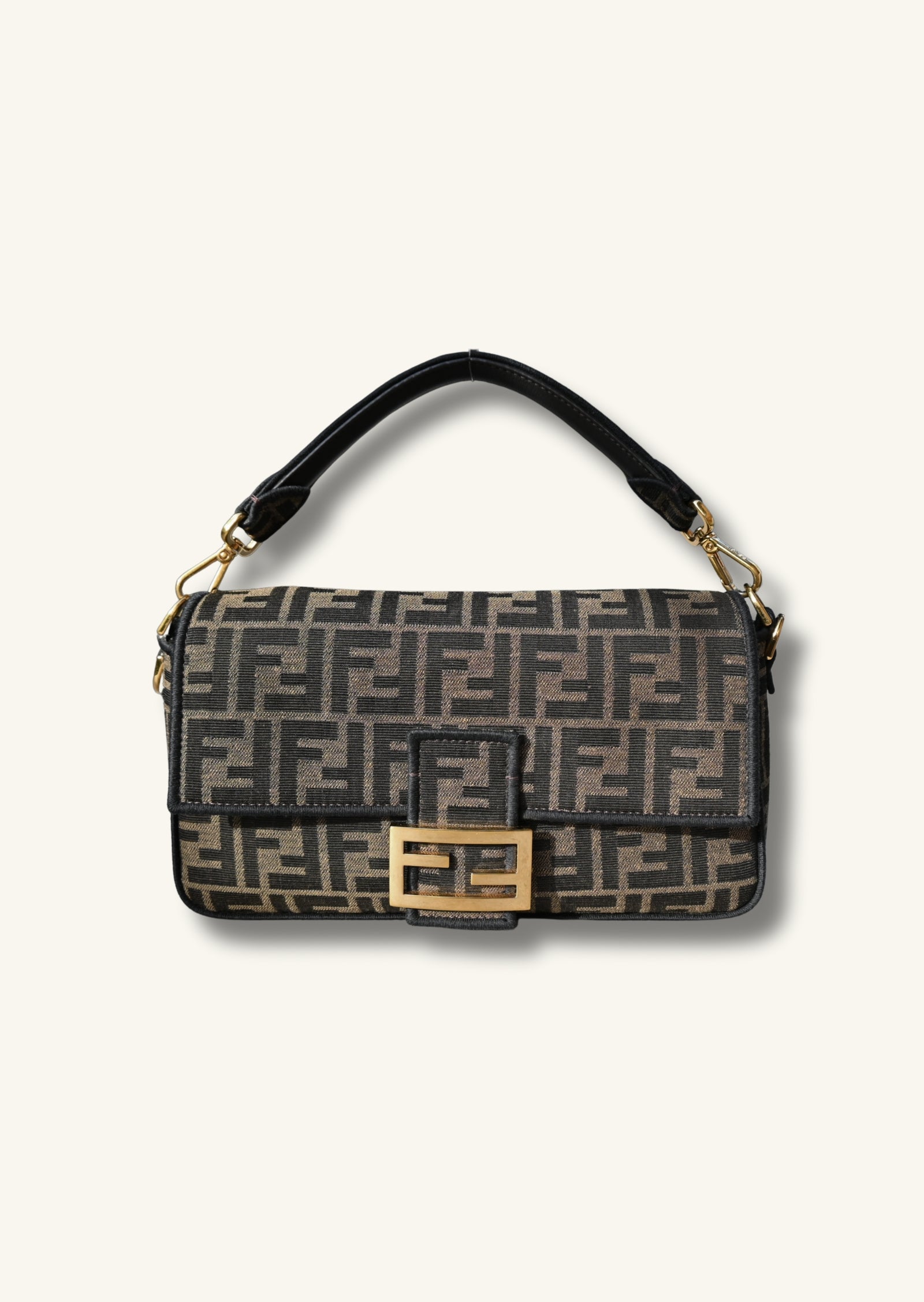 Fendi Tobacco brown FF jacquard fabric bag