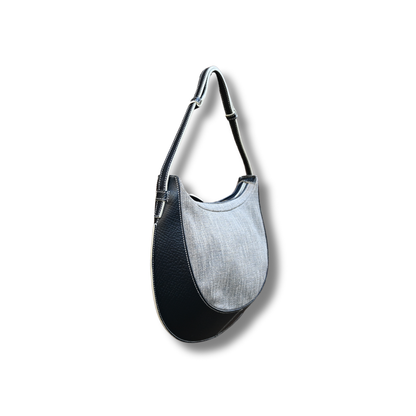 Loewe leather and canvas shoulder bag in black an grey