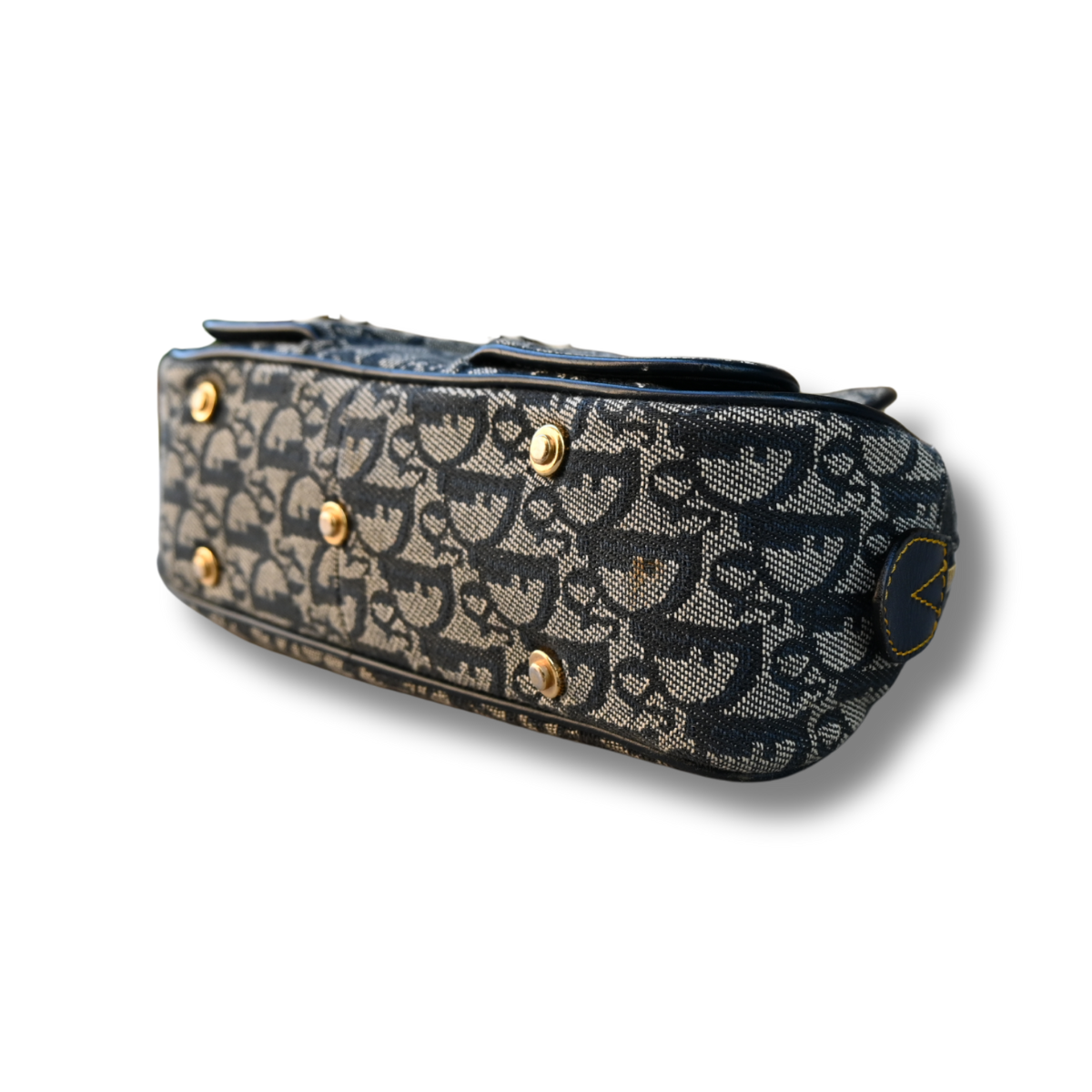 Dior Double Saddle Trotter Bag Navy with gold hardware vintage