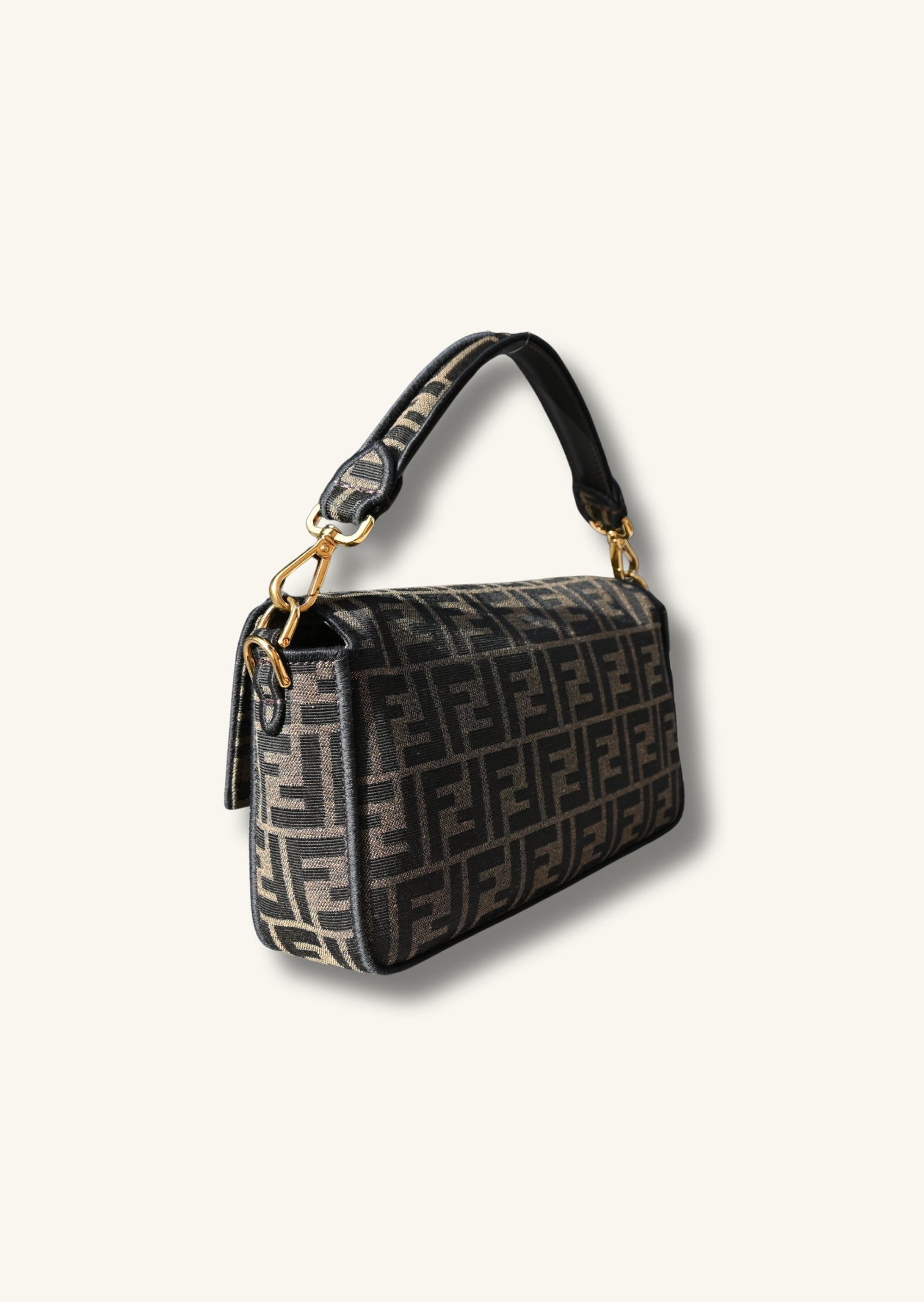 Fendi Tobacco brown FF jacquard fabric bag