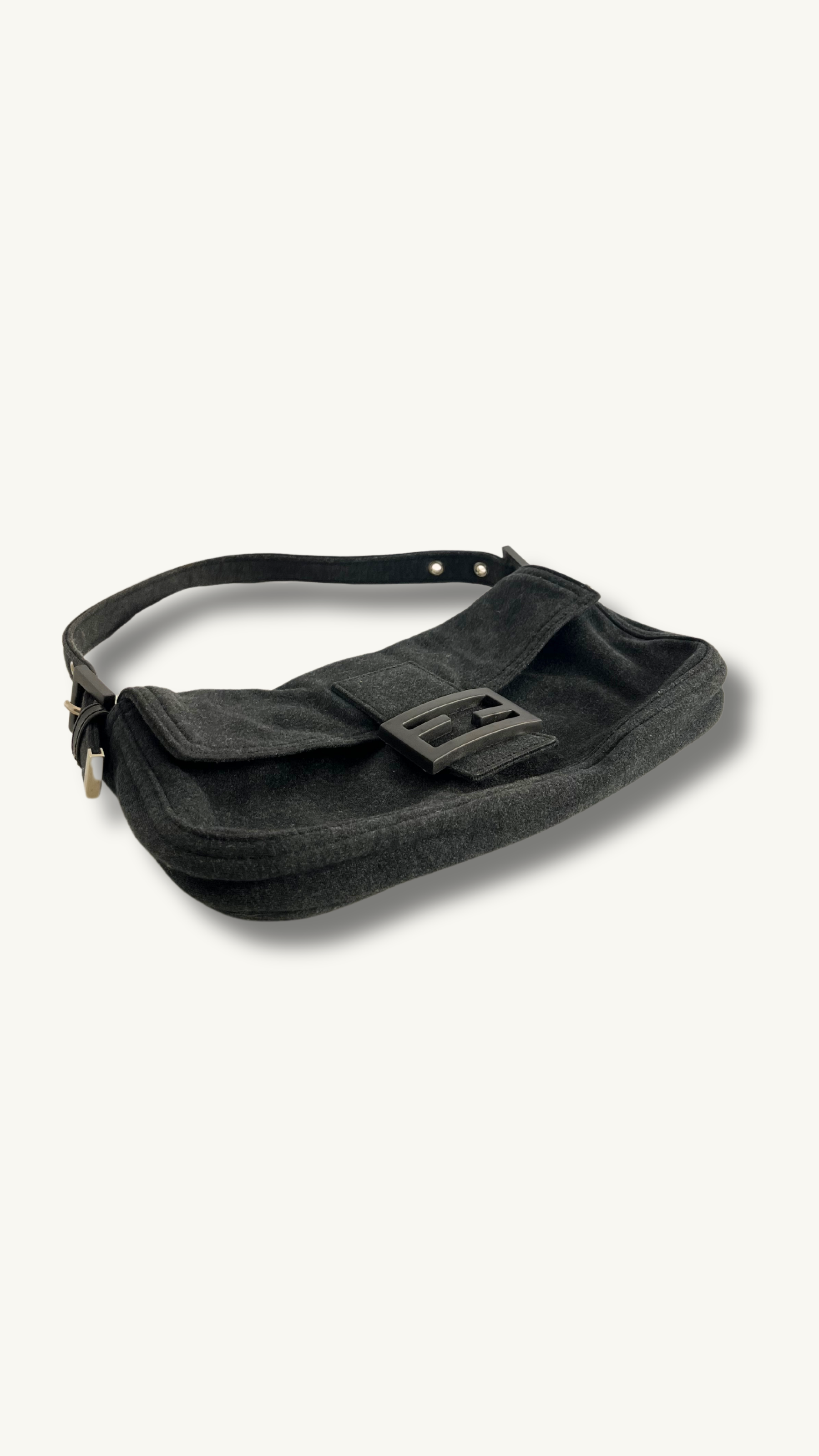 Fendi Baguette Shoulder Bag in Grey Cotton Fleece 