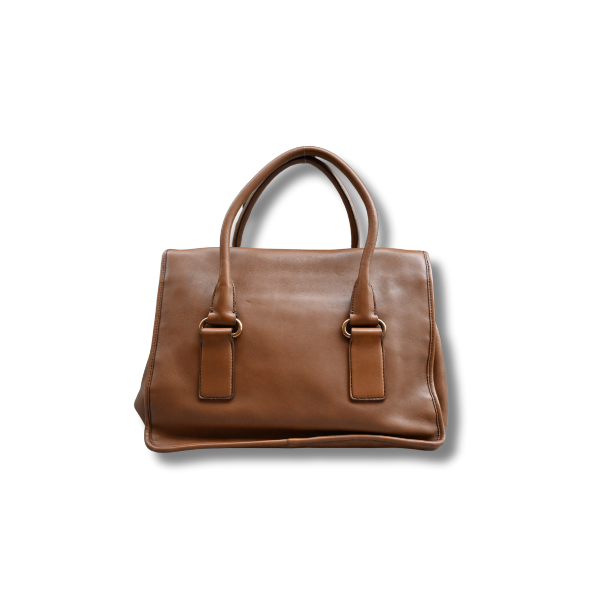 Prada Cannella City Bag Brown Calf Skin Leather Satchel Bag Designer Authentic