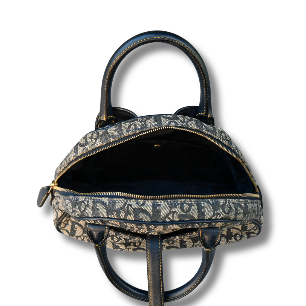 Dior Double Saddle Trotter Bag Navy with gold hardware vintage