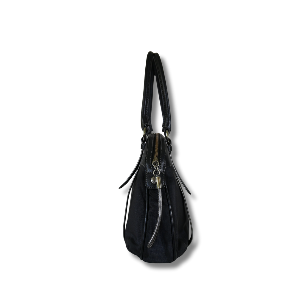 Loewe Anagram Shoulder Bag in Black Canvas and leather