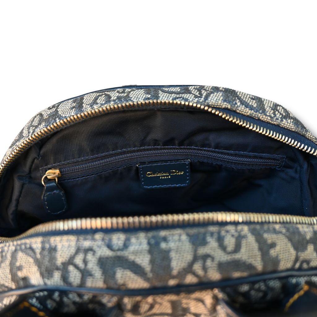 Dior Double Saddle Trotter Bag Navy with gold hardware vintage