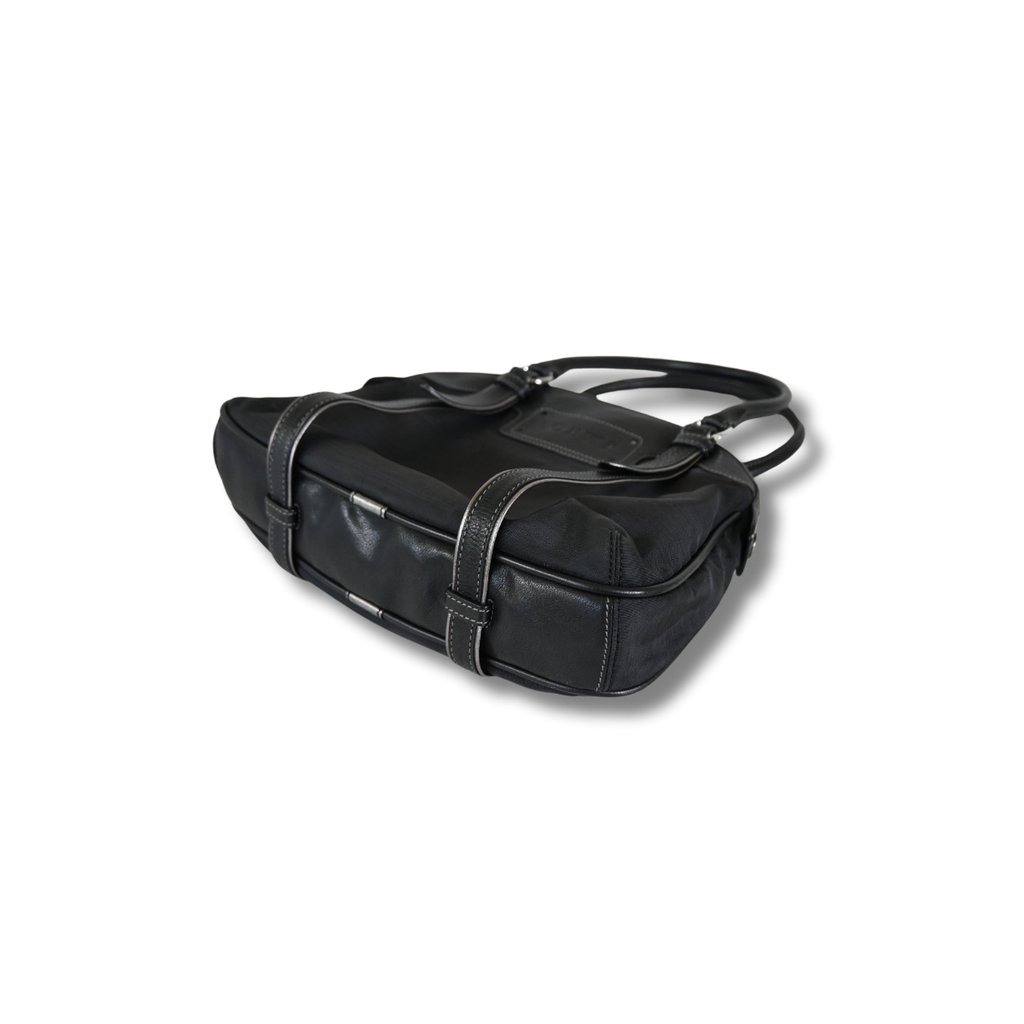 Loewe Anagram Shoulder Bag in Black Canvas and leather