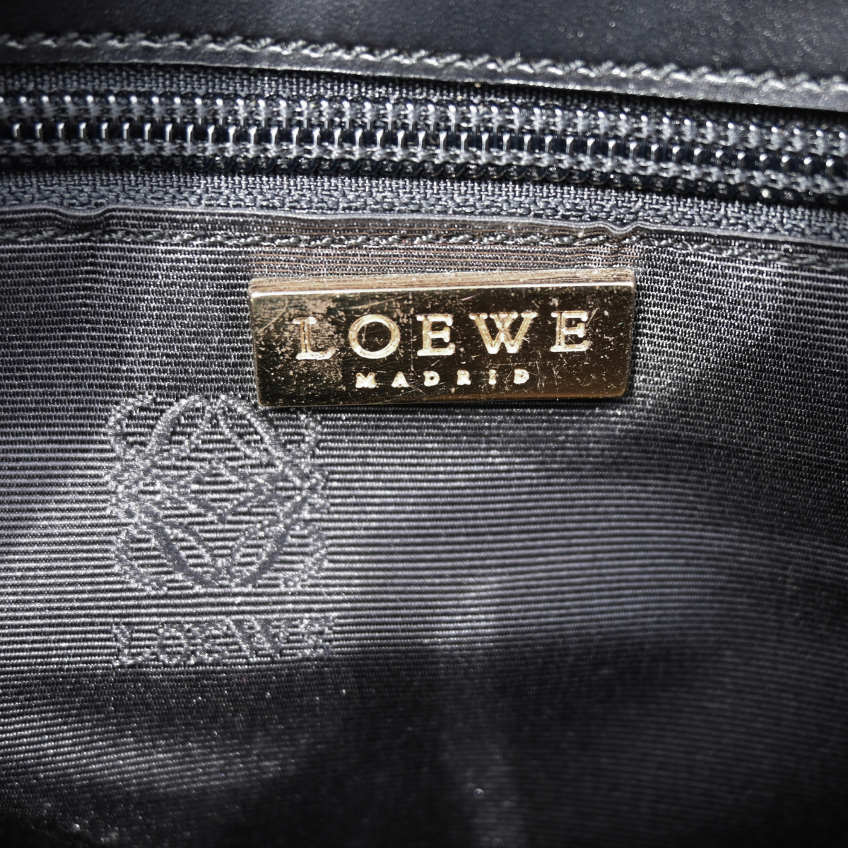Loewe Anagram Canvas and leather Shoulder Bag with buckle black and gold