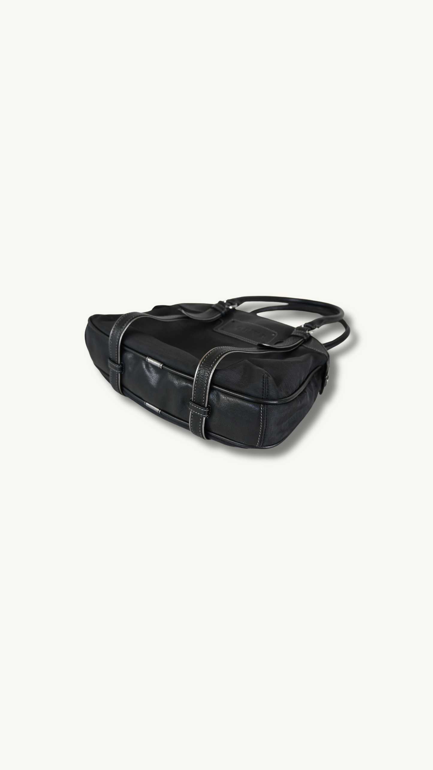 Loewe Anagram Shoulder Bag in Black Canvas and leather