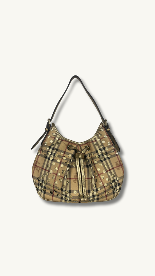 Burberry Y2K Nova Check Shoulder Bag with drawstring