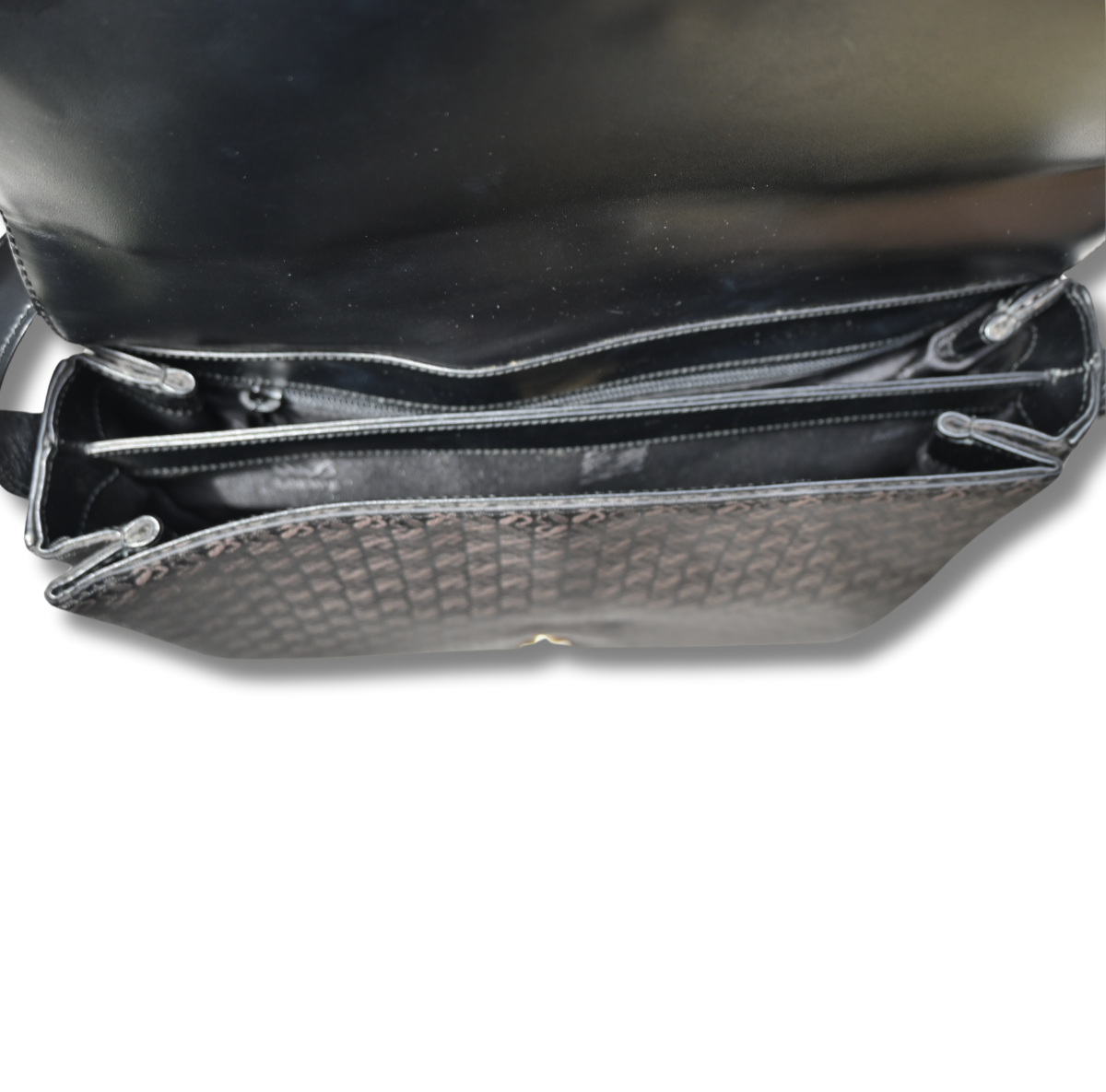 Loewe Anagram Canvas and leather Shoulder Bag with buckle black and gold