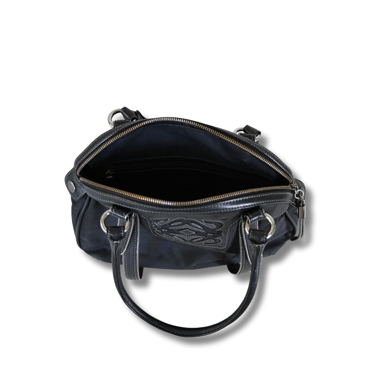 Loewe Anagram Shoulder Bag in Black Canvas and leather