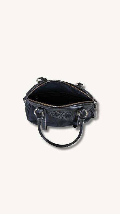 Loewe Anagram Shoulder Bag in Black Canvas and leather