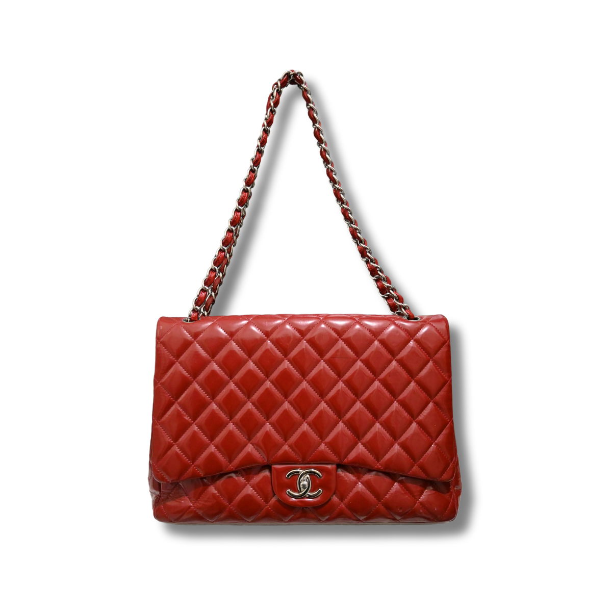 Chanel Jumbo Double Flap Patient Red Leather Sliver Hardware