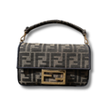 Fendi Baguette Mini FF jacquard bag brown with gold hardware