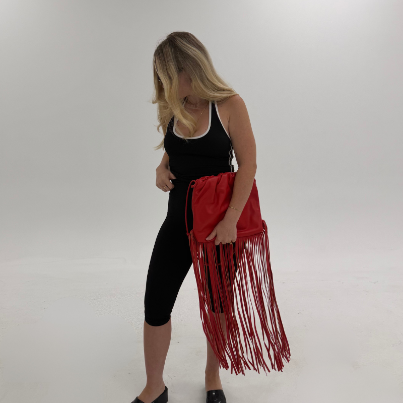 Bottega Veneta The Fringe Pouch Bag in Red 