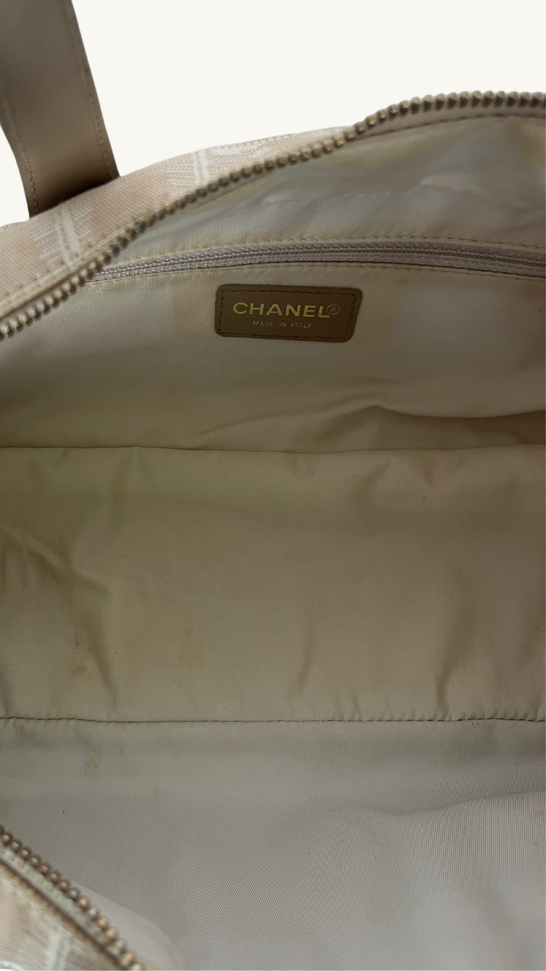 Chanel  East-west Travel Line Handle Bag Canvas fabric with leather straps