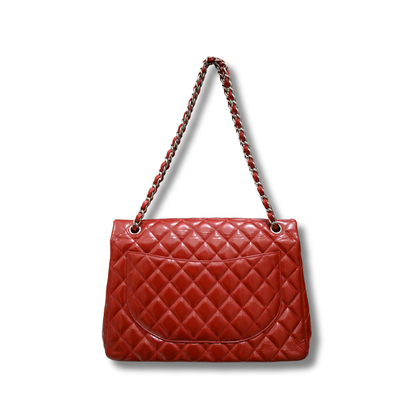 Chanel Jumbo Double Flap Patient Red Leather Sliver Hardware
