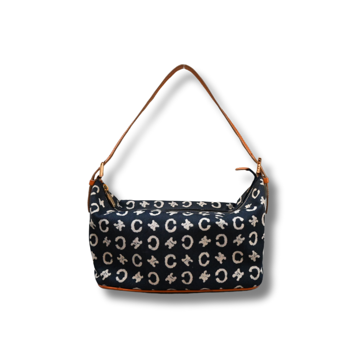 Celine Vintage Triomphe denim and leather handbag 