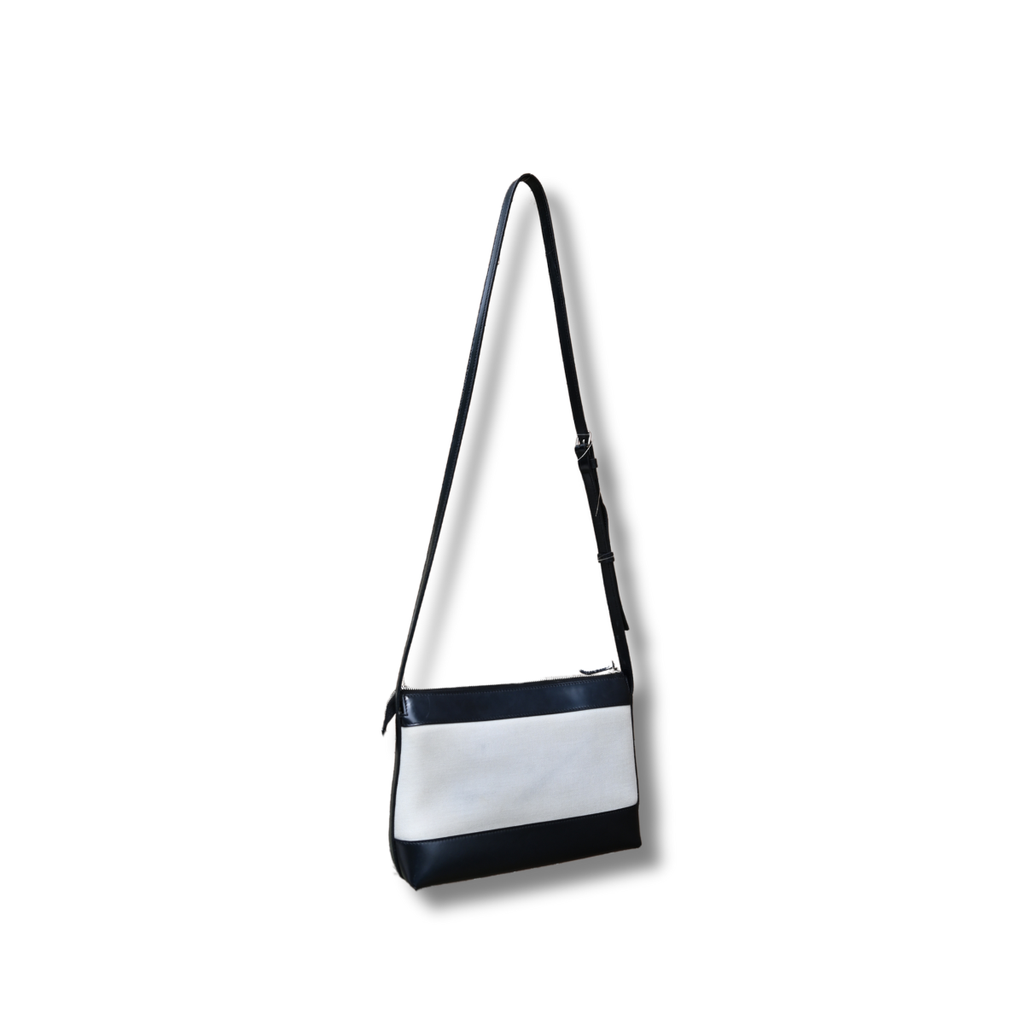 Balenciaga Crossbody Satchel Bag Black and neutral canvas leather pre-owned