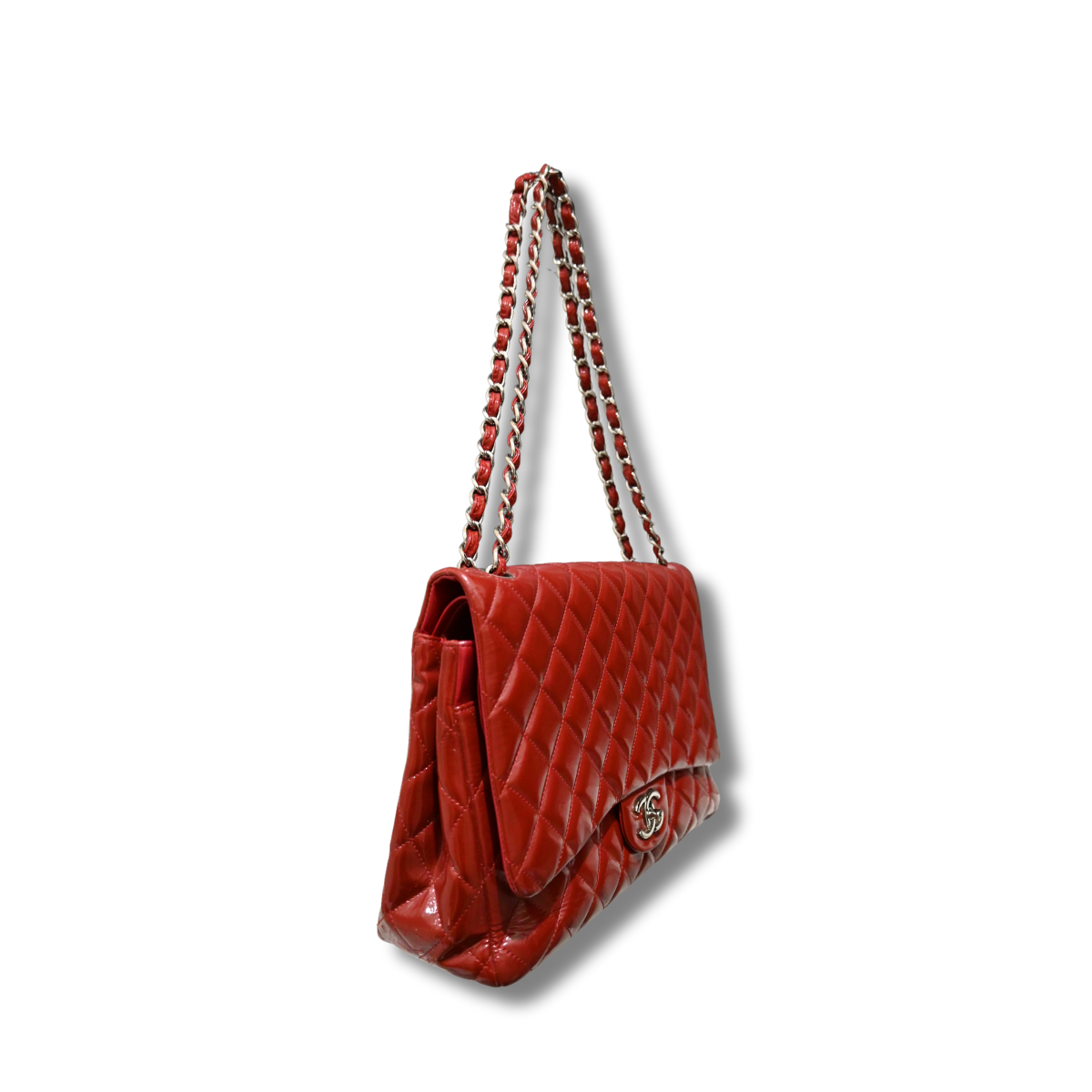 Chanel Jumbo Double Flap Patient Red Leather Sliver Hardware