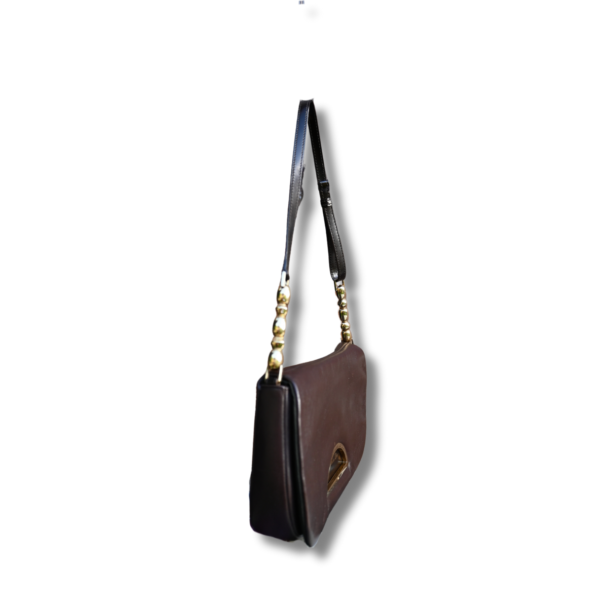Dior Malice Shoulder Bag Brown Leather with Gold Pearl Accents