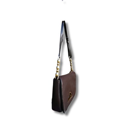 Dior Malice Shoulder Bag Brown Leather with Gold Pearl Accents