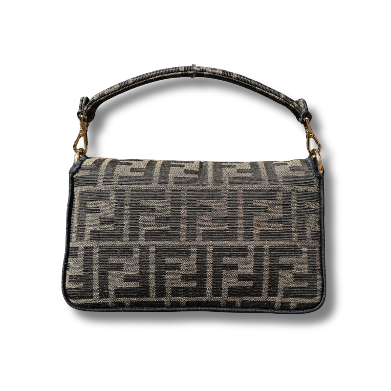 Fendi Baguette Mini FF jacquard bag brown with gold hardware